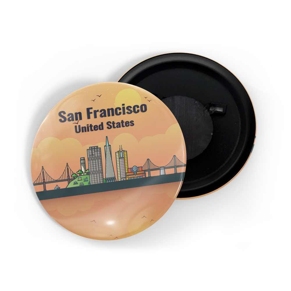dhcrafts Fridge Magnet Orange San Francisco United States Glossy Finish Design Pack of 1 (58mm)